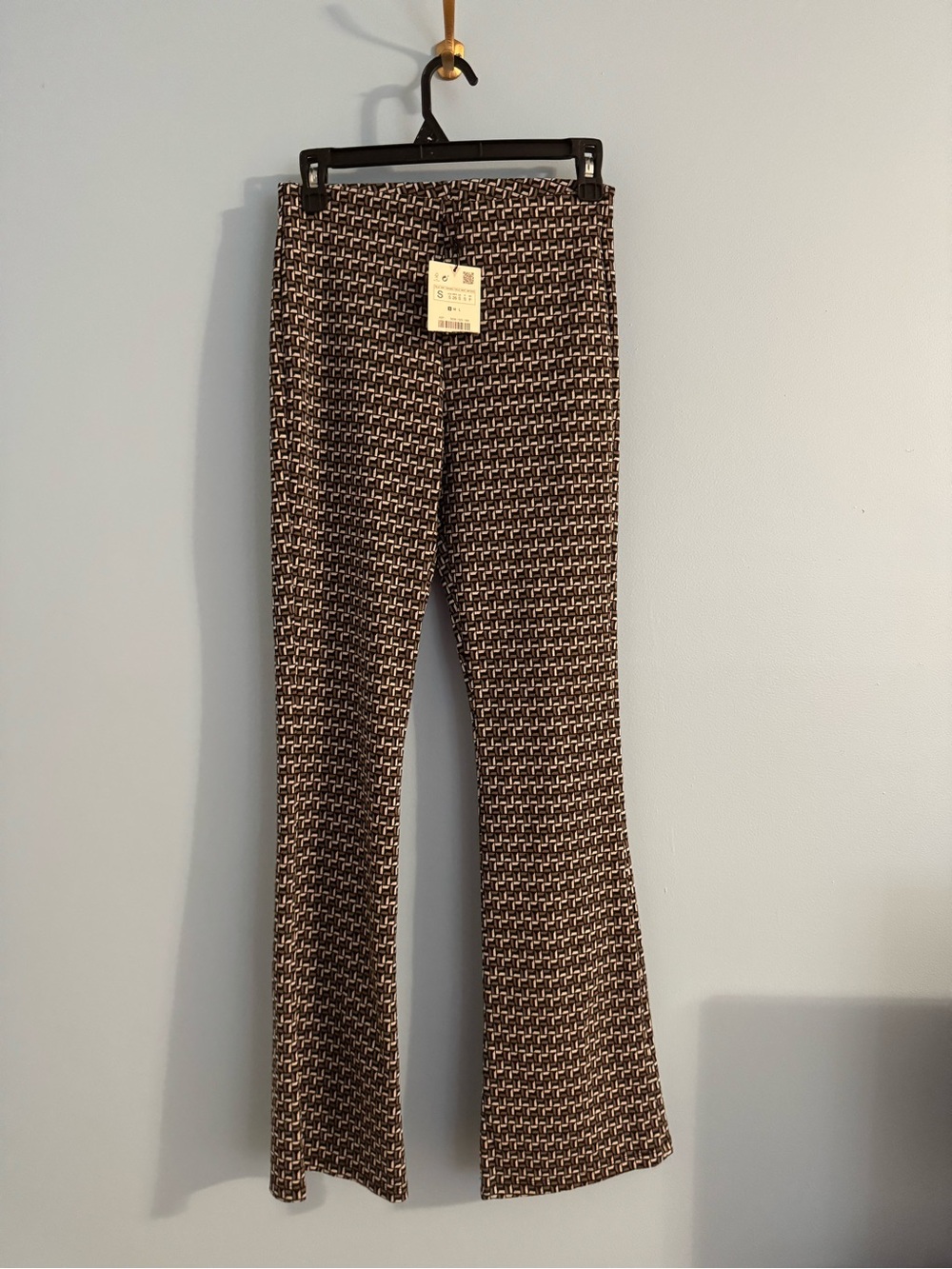 NWT Zara fun patterned pants flare bottom size S